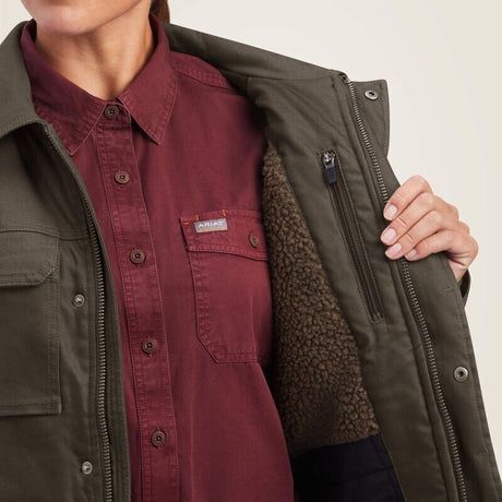 Ariat Womens Rebar DuraCanvas Sherpa Lined Coat