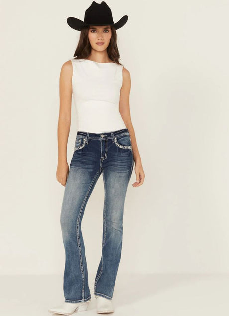 Grace in LA Womens Sequin Deamcatcher Jean