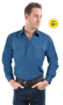 Hard Slog Men's Half Button Light Cotton Shirt