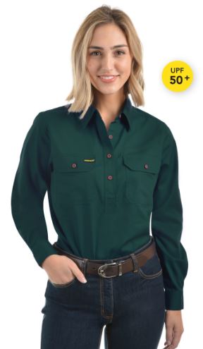 Hard Slog Women's Half Button Light Cotton Shirt