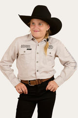 Ringers Western Jackaroo Kids Full Button Embroidered Work Shirt - Beige