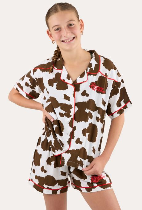 Ringers Western Evadale Kids Short Pyjama Set - White / Chocolate