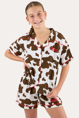 Ringers Western Evadale Kids Short Pyjama Set - White / Chocolate