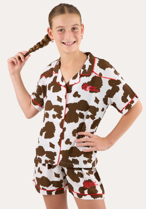 Ringers Western Evadale Kids Short Pyjama Set - White / Chocolate