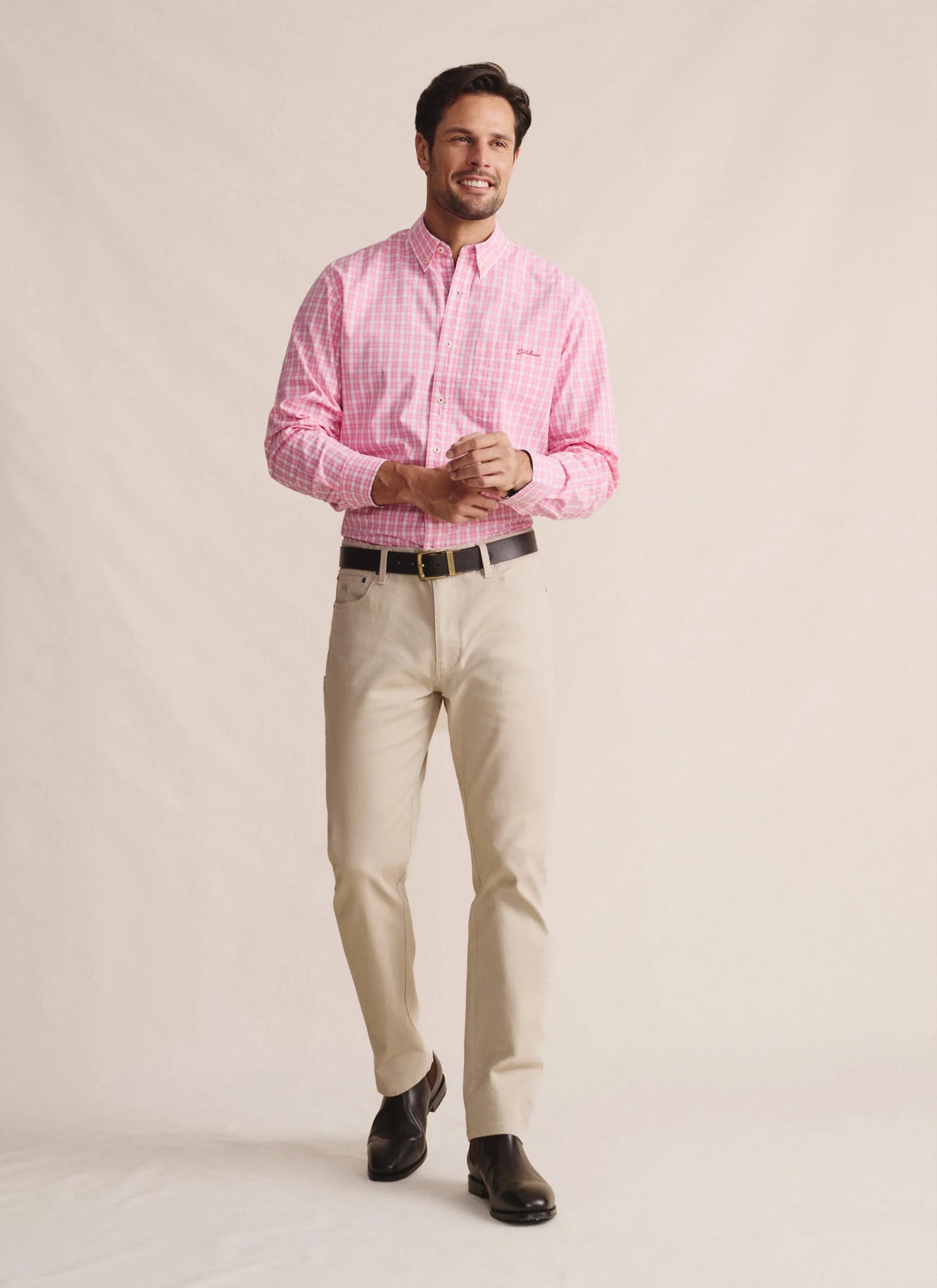 S.Kidman Aberdeen Long Sleeve Shirt - Pale Pink Check
