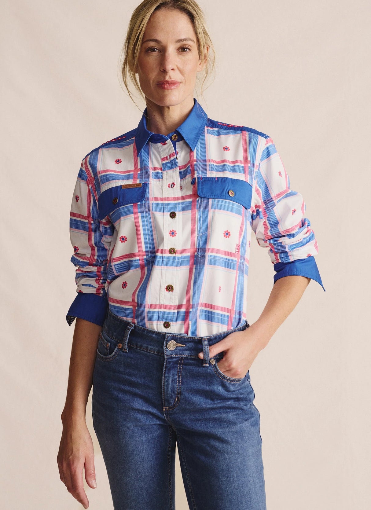 S.Kidman Spencer Full Placket Work Shirt - Mid Blue