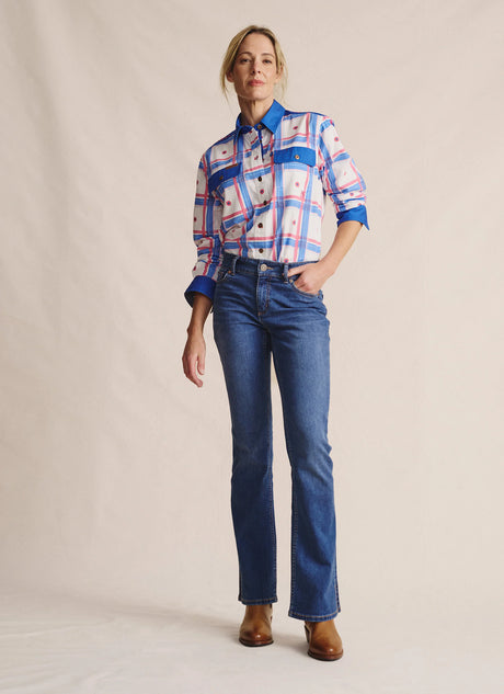 S.Kidman Spencer Full Placket Work Shirt - Mid Blue