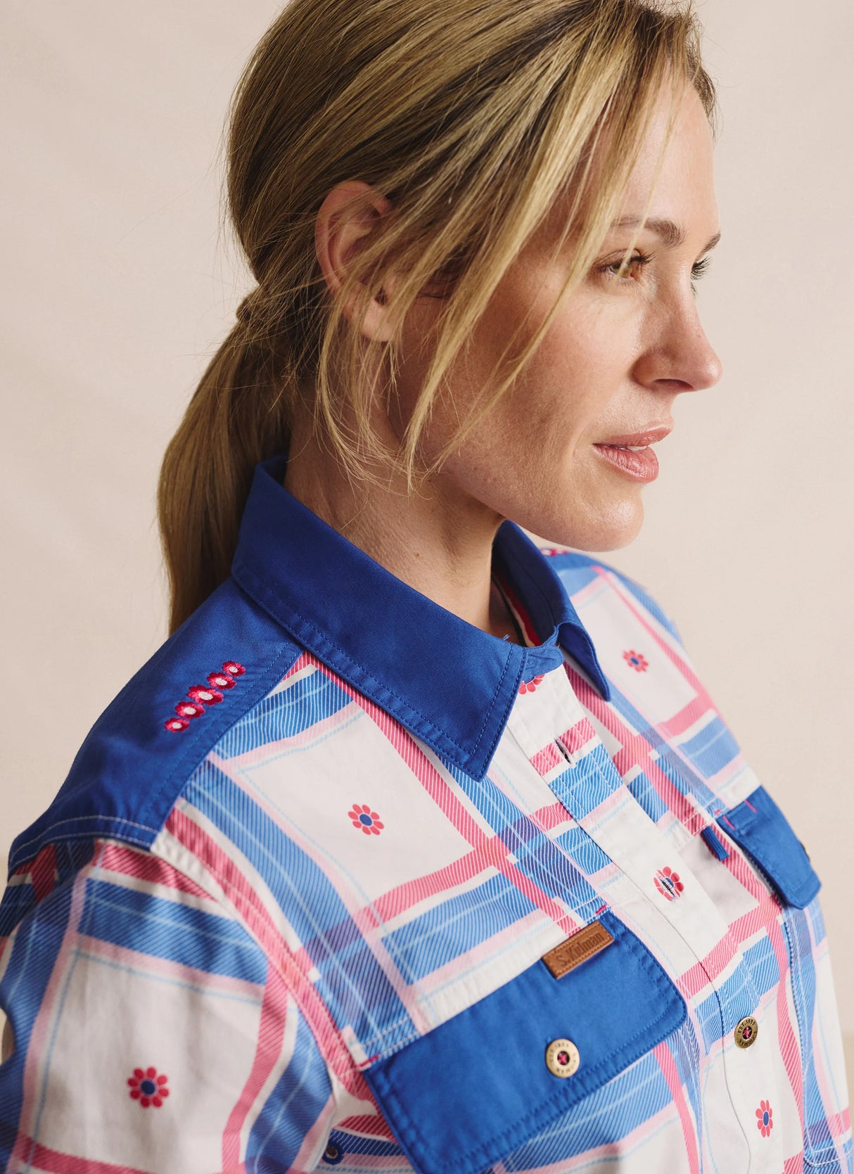 S.Kidman Spencer Full Placket Work Shirt - Mid Blue