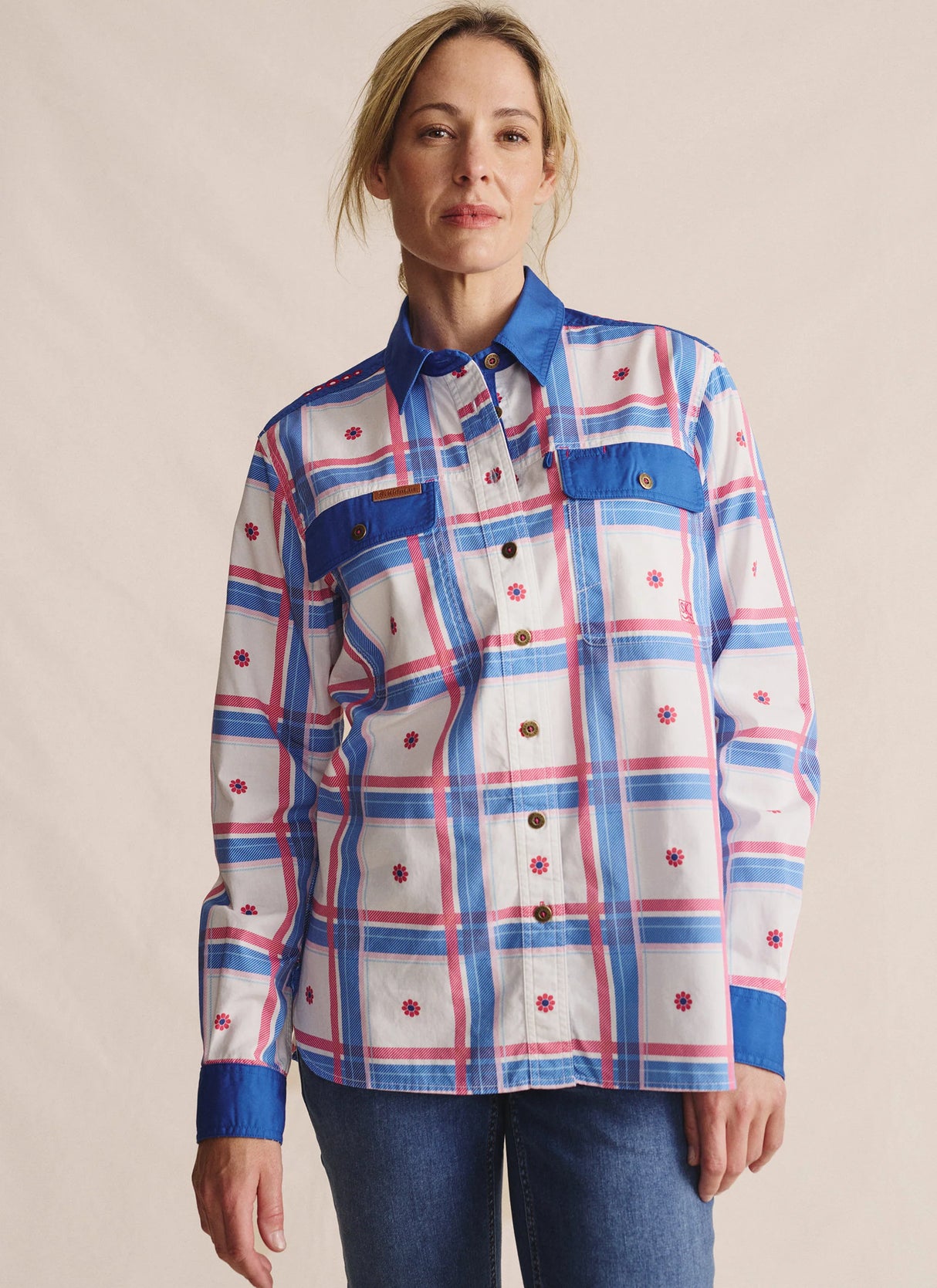 S.Kidman Spencer Full Placket Work Shirt - Mid Blue