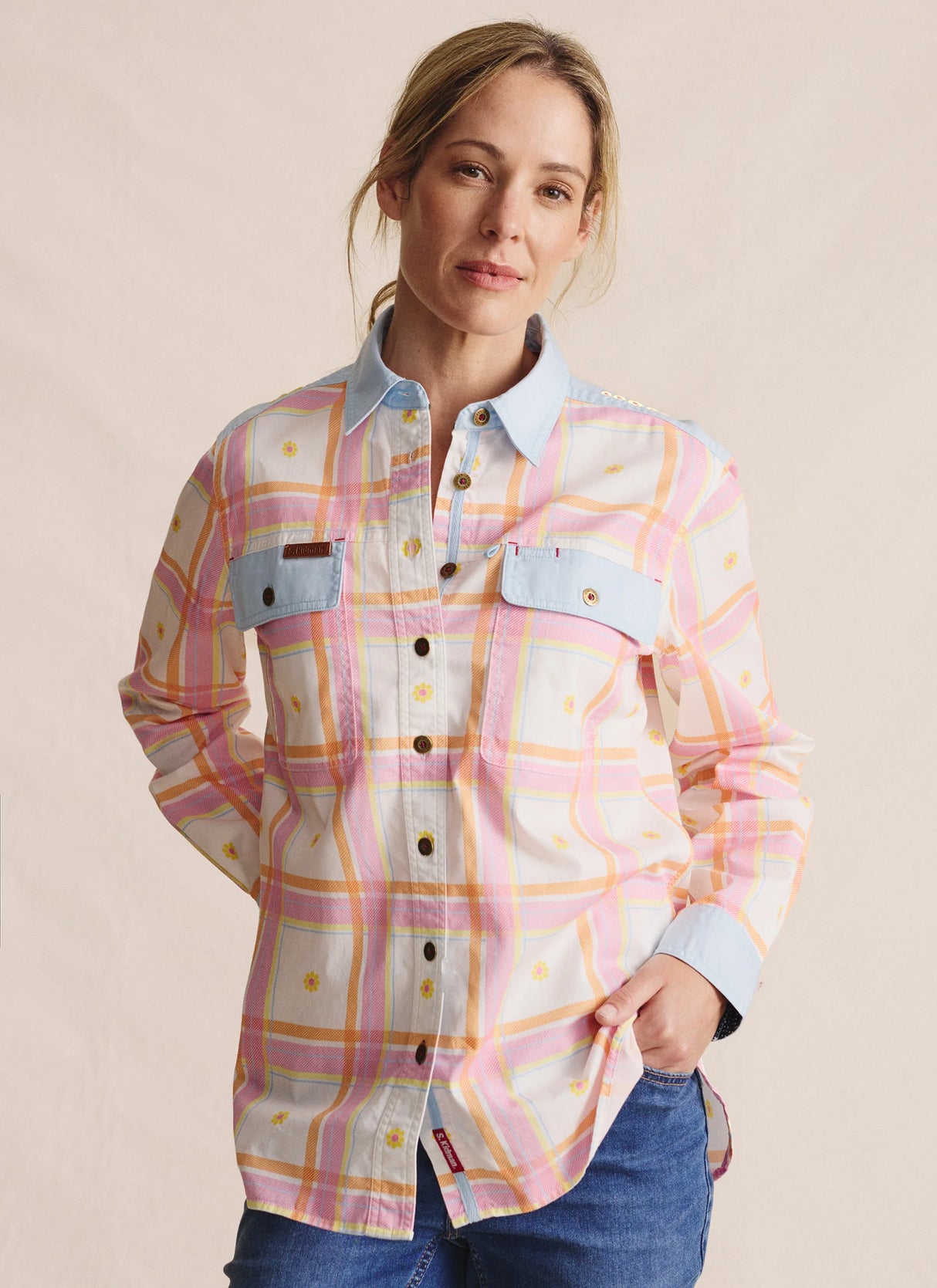 S.Kidman Spencer Full Placket Work Shirt - Pale Pink