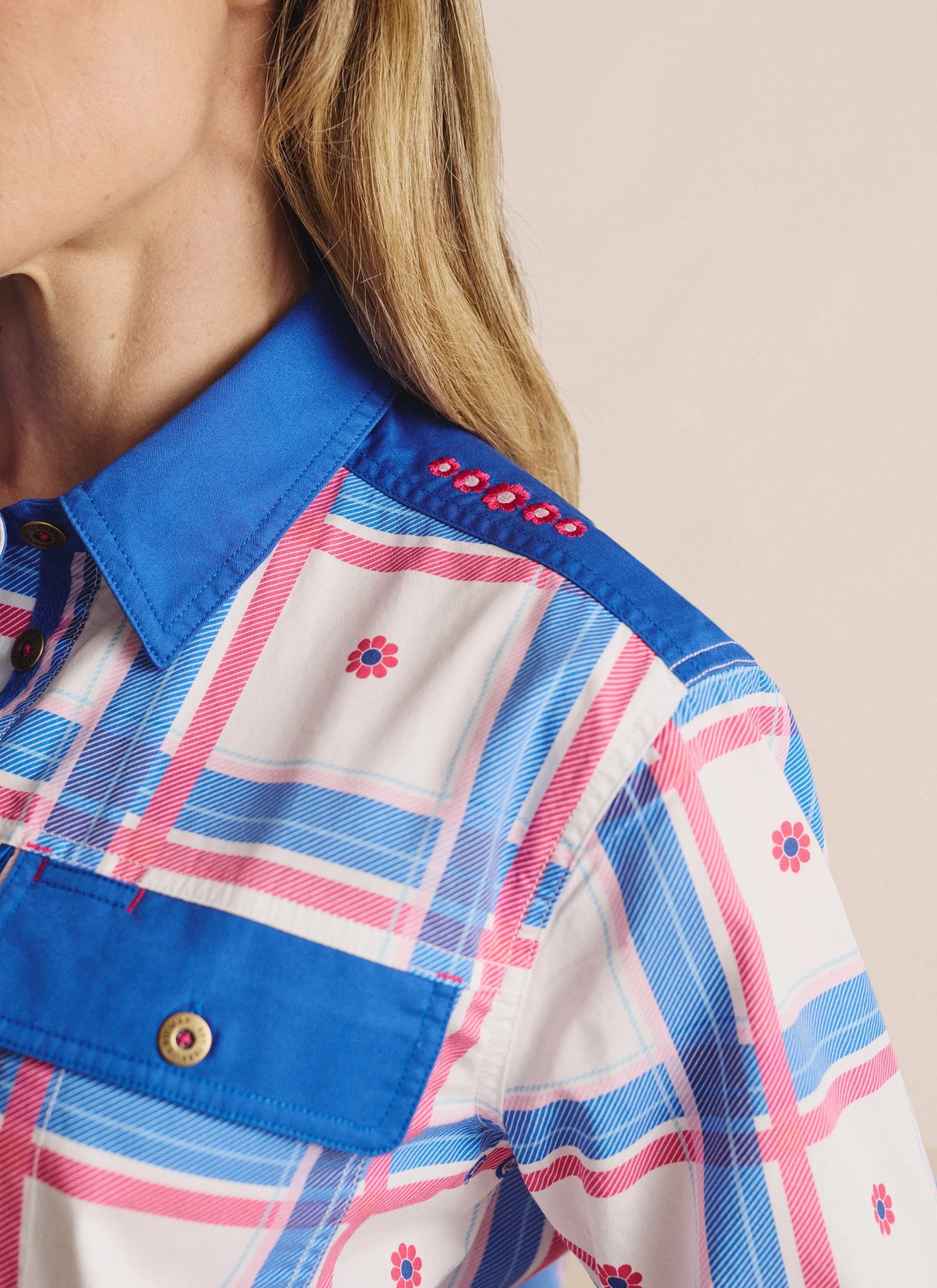 S.Kidman Camfield Half Placket Workshirt - Mid Blue
