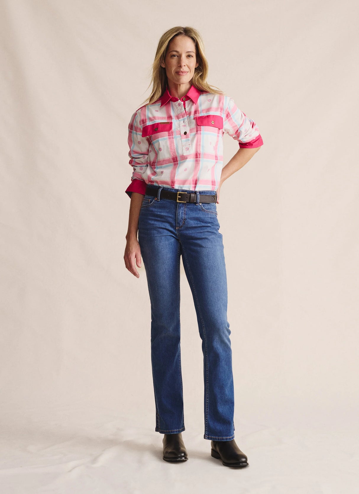 S.Kidman Camfield Half Placket Work Shirt - Pink