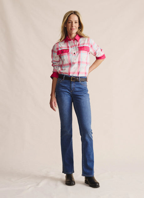 S.Kidman Camfield Half Placket Work Shirt - Pink