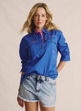 S.Kidman Camfield Half Placket Work Shirt - Mid Blue