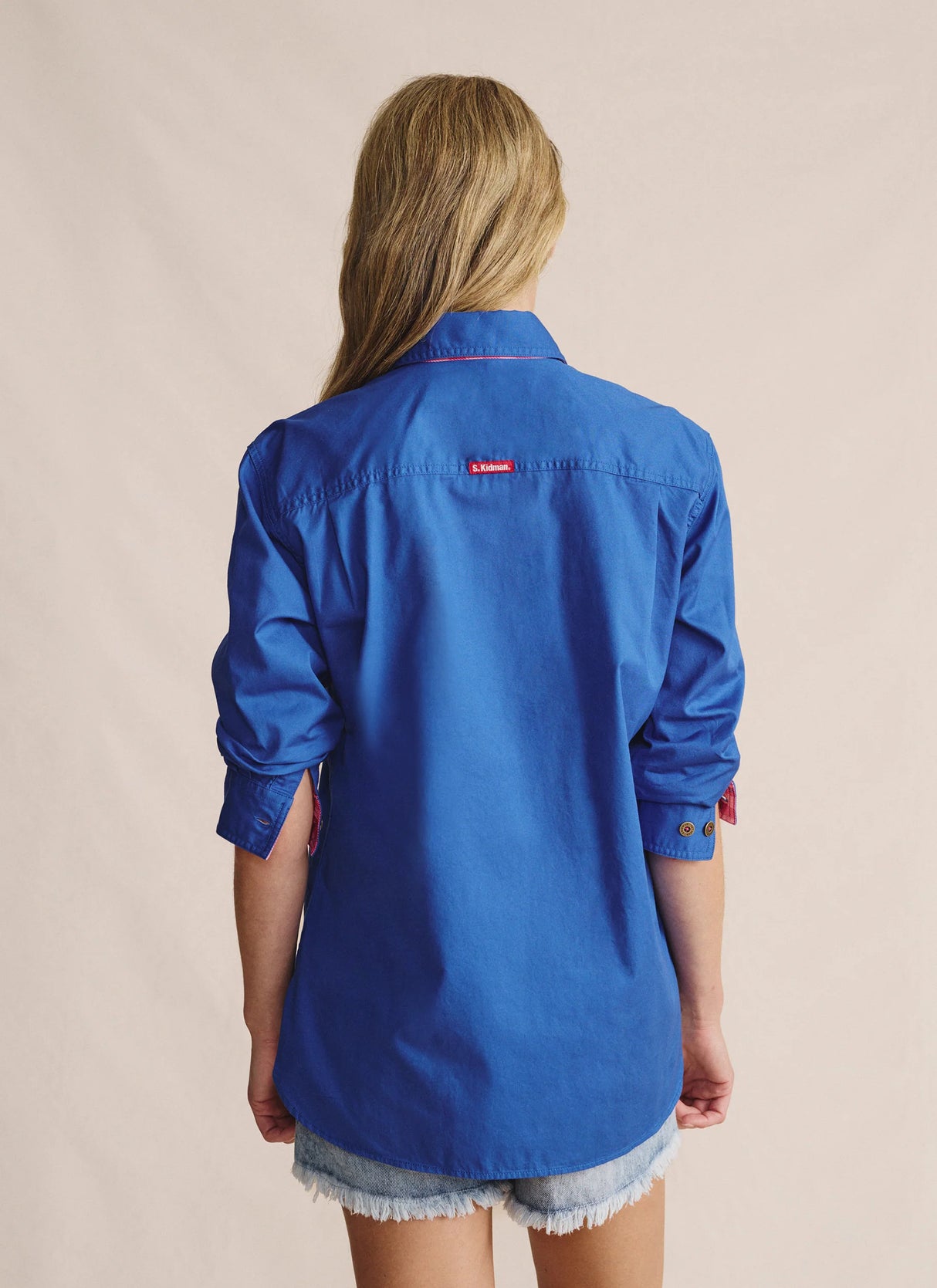 S.Kidman Camfield Half Placket Work Shirt - Mid Blue