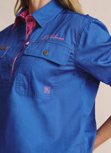 S.Kidman Camfield Half Placket Work Shirt - Mid Blue