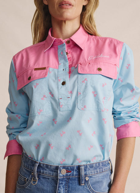 S.Kidman Camfield Half Placket Workshirt - Sky Blue