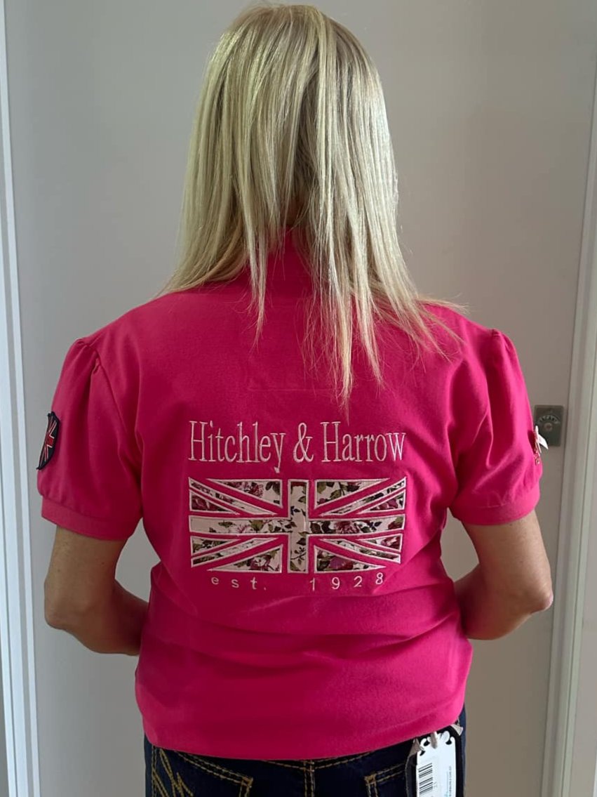 Hitchley and Harrow Polo Top with Frill - Hot Pink