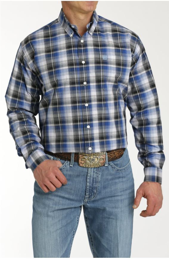 Cinch Mens Black & Blue Plaid Shirt