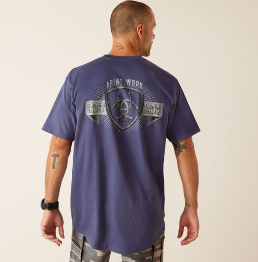 Ariat SS24 Mens Rebar Cotton Strong Stacking Dimes TShirt