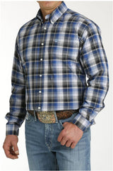 Cinch Mens Black & Blue Plaid Shirt