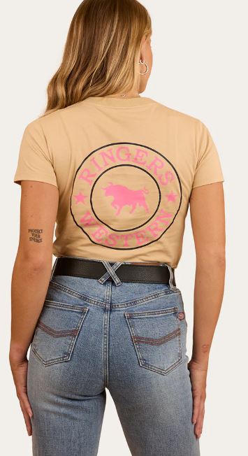 Ringers Western Signature Bull Womens Classic Fit T-Shirt - Dark Sand