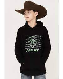 Ariat Boy's Black-Green Flag Hoodie