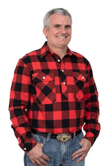 Just Country Mens Cameron Half Button Flannel Shirt