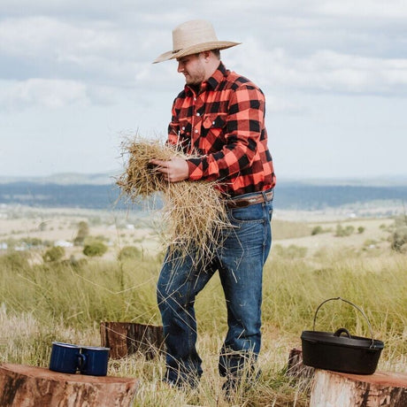 Just Country Mens Cameron Half Button Flannel Shirt