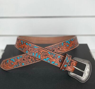 Roper Turquoise Floral Belt