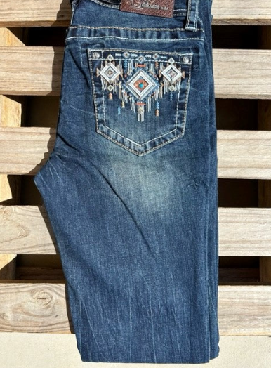 Grace In LA Jeans Aztec Embroidered