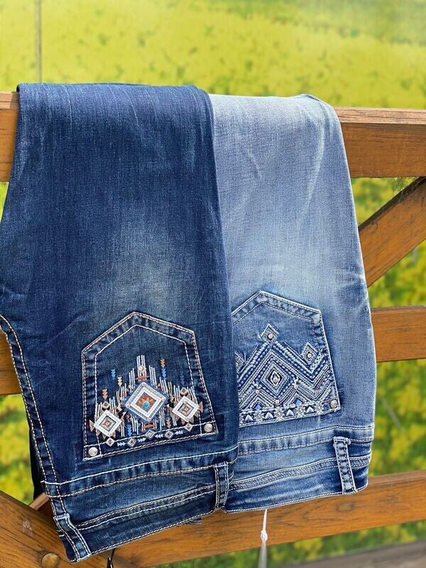 Grace In LA Jeans Aztec Embroidered