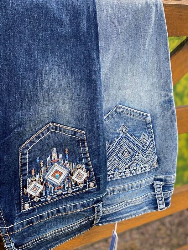 Grace In LA Jeans Aztec Embroidered