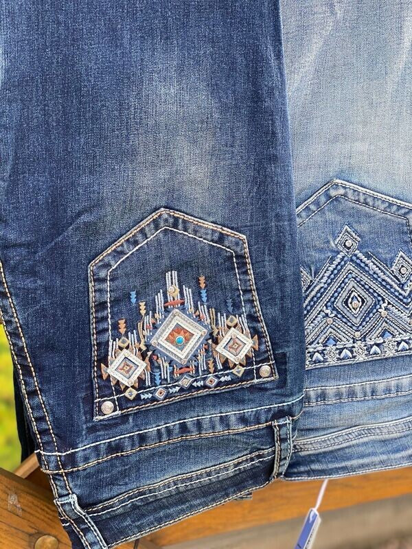 Grace In LA Jeans Aztec Embroidered