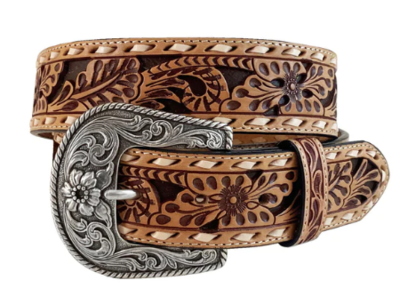 Roper Womens Natural Floral Tooled Belt