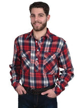 Just Country Mens Cameron Half Button Flannel Shirt