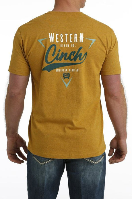 Cinch Mens S41 Western Denim Gold Tee