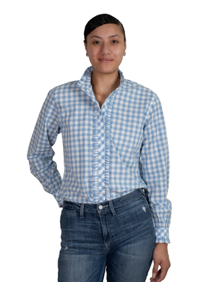 Just Country Womens Abbey Frills Blue Check Shirt