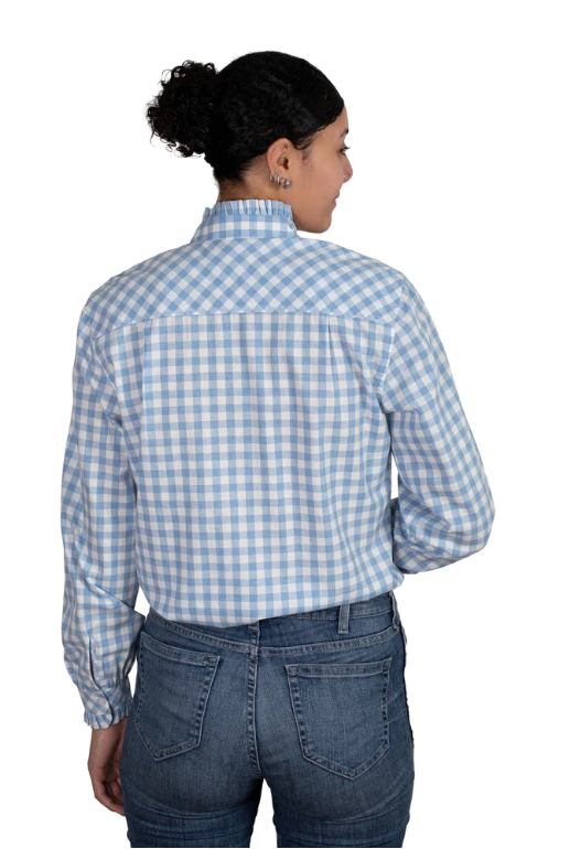 Just Country Womens Abbey Frills Blue Check Shirt