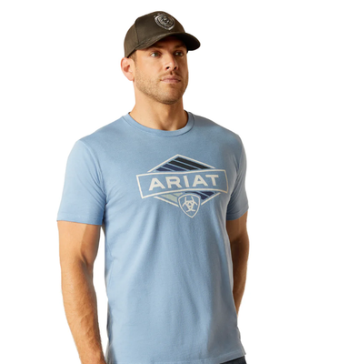 Ariat Mens Retro Hex Stripe Tee Light Blue