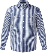 PILBARA MENS CHECK LONG SLEEVE SHIRT BLUE/WHITE