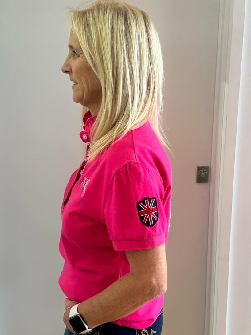 Hitchley and Harrow Polo Top with Frill - Hot Pink