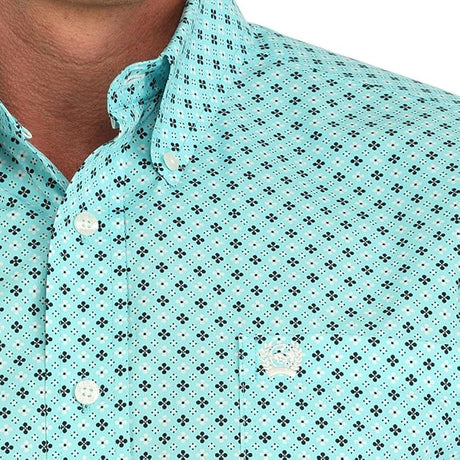 Cinch Western Shirt Mens Dot Long Sleeve Turquoise