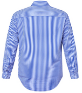 PILBARA MENS CHECK LONG SLEEVE SHIRT BLUE/WHITE