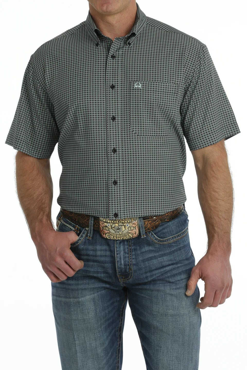 Cinch Mens Arenaflex Geo Print Short Sleeve Shirt