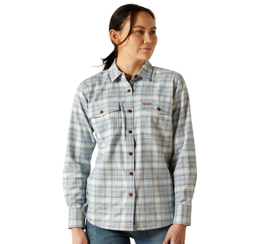 Ariat AW26 Rebar Womens Dura Stretch Shirt Vanilla Ice
