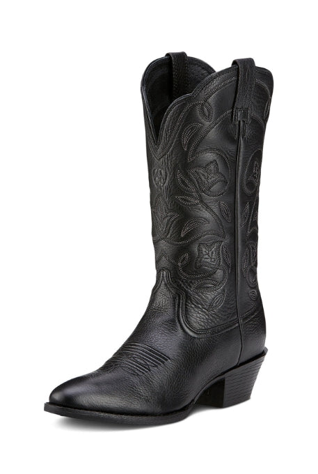 Ariat Womens Heritage Western R Toe- Black Deertan