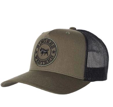 Ringers Western Signature Bull Trucker Cap - Army With Army & Black Patch