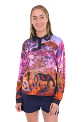 Bullzye SS27 Womens Grazing Horse LS Fishing Tee