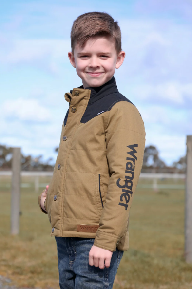 Wrangler AW26 Boys Ruben Jacket -Dark Tan/Black